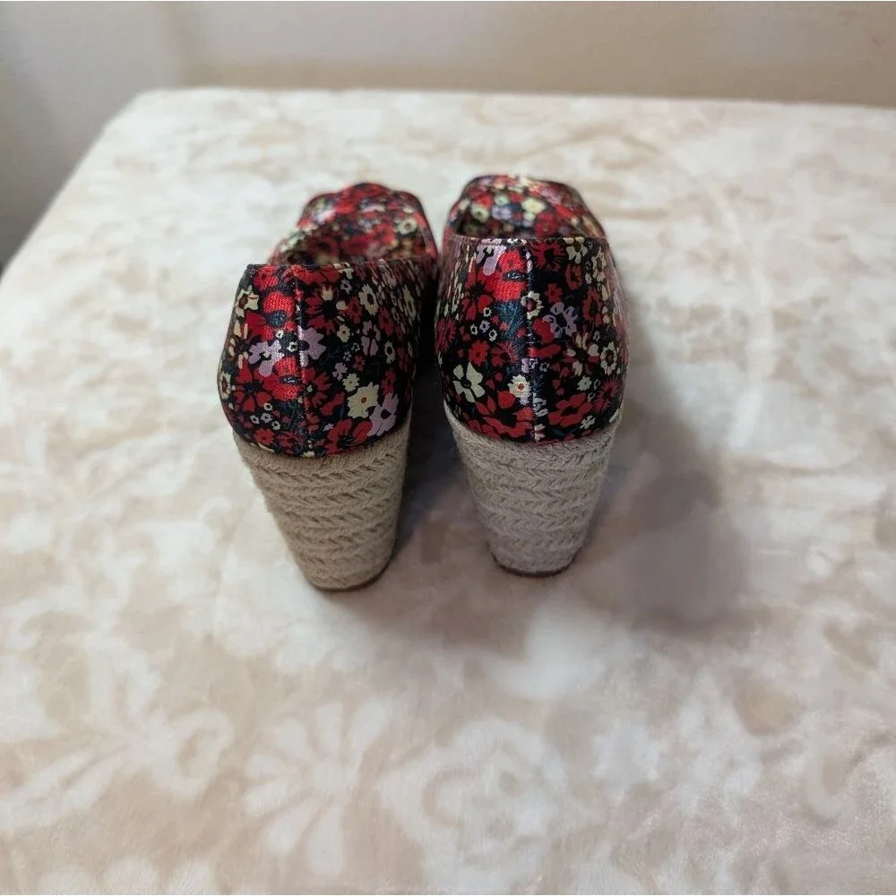 Allegra K Women's Peep Toe Platform Floral Espadrille Wedge Sandals Size 9